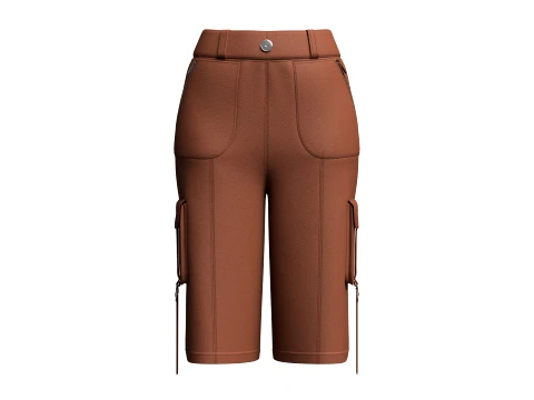 Girls High-Waisted Cargo Shorts 3D Model