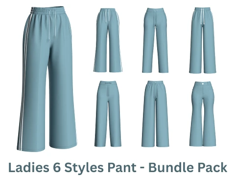 Pantal&oacute;n de 6 estilos para mujer - Paquete de paquete Modelo 3D