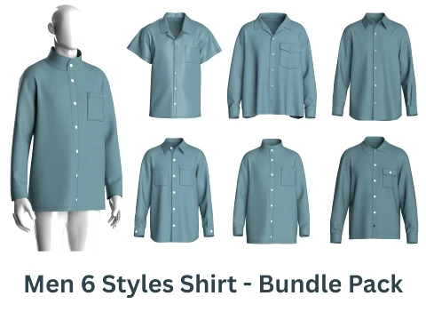 Men 6 Styles Shirt - Bundle Pack 3D Model