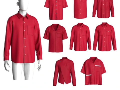 Men 8 Styles Shirt - Bundle Pack 3D Model