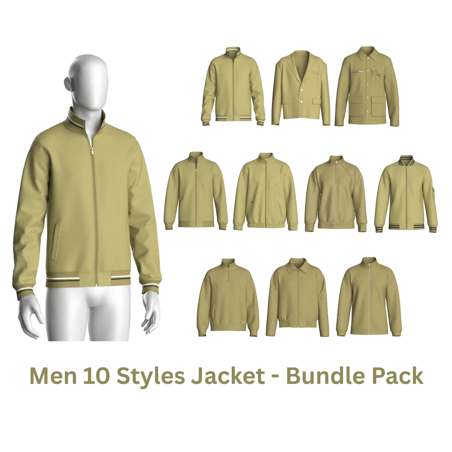 Men 10 Styles Jacket - Bundle Pack 3D Model .c4d .max .obj .3ds .fbx .stl .blend 