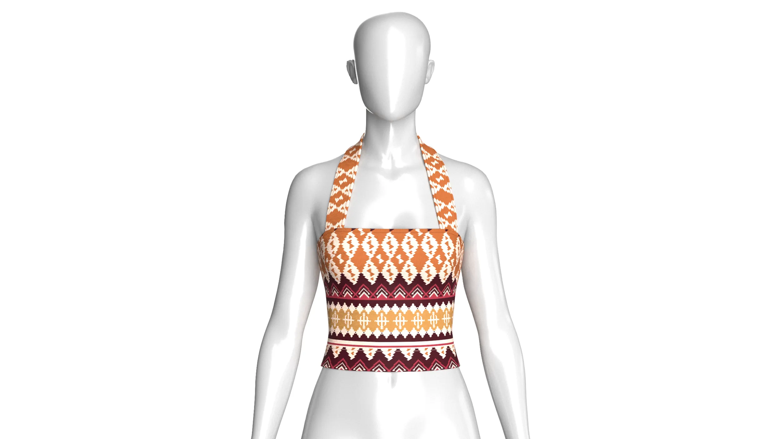 Girls Jacquard Halter Neck Crop Top 3D Model .c4d .max .obj .3ds .fbx .stl .blend 
