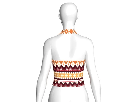 Girls Jacquard Halter Neck Crop Top 3D Model