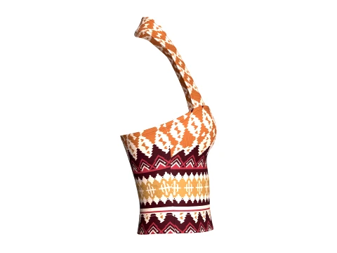 Girls Jacquard Halter Neck Crop Top 3D Model
