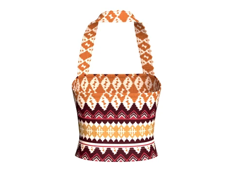 Girls Jacquard Halter Neck Crop Top 3D Model