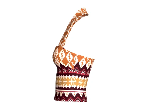 Girls Jacquard Halter Neck Crop Top 3D Model