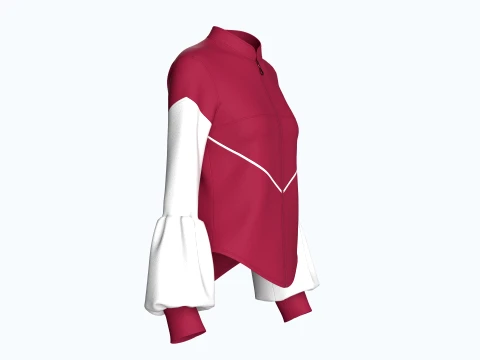 Girls Lantern Sleeve Zip-Up Jacket 3D Model