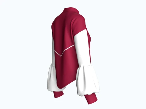 Girls Lantern Sleeve Zip-Up Jacket 3D Model