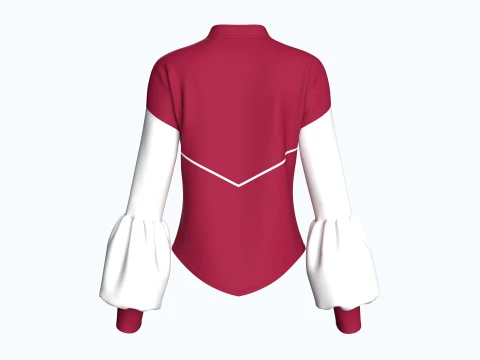 Girls Lantern Sleeve Zip-Up Jacket 3D Model