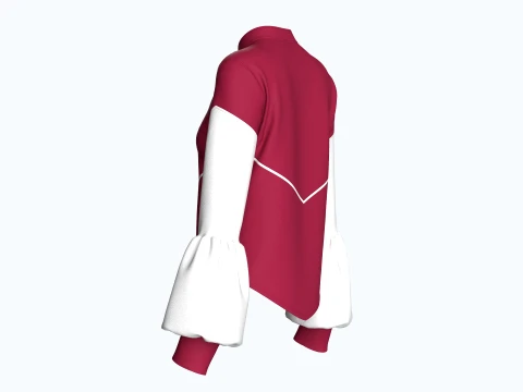 Girls Lantern Sleeve Zip-Up Jacket 3D Model
