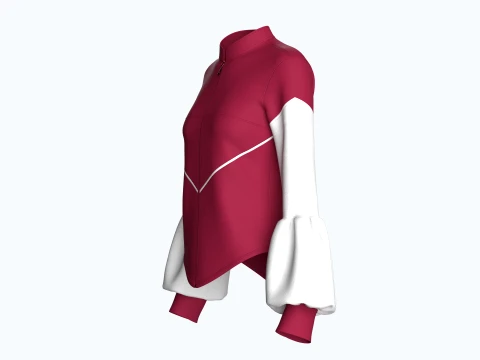 Girls Lantern Sleeve Zip-Up Jacket 3D Model
