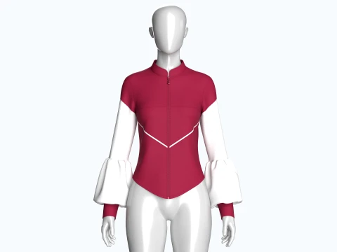 Girls Lantern Sleeve Zip-Up Jacket 3D Model