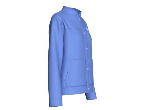 Girls Mandarin Collar Button-Up Jacket 3D Model