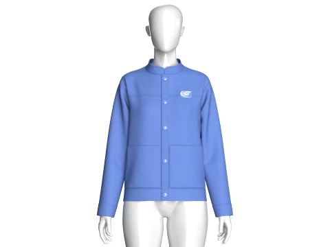 Girls Mandarin Collar Button-Up Jacket 3D Model