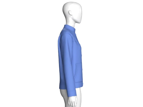Girls Mandarin Collar Button-Up Jacket 3D Model