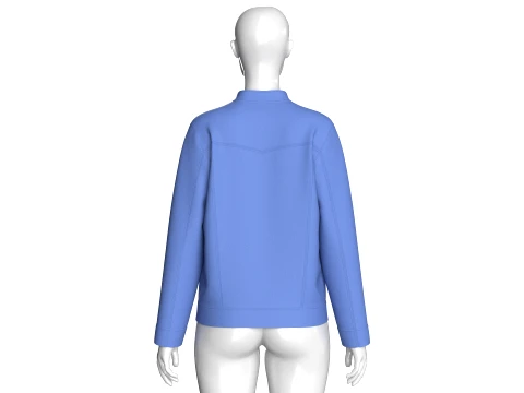 Girls Mandarin Collar Button-Up Jacket 3D Model