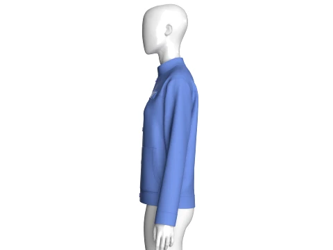 Girls Mandarin Collar Button-Up Jacket 3D Model