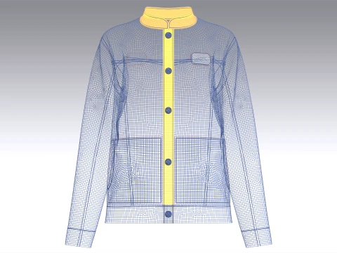 Girls Mandarin Collar Button-Up Jacket 3D Model