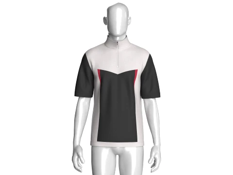 Men Quarter Zip Color-Block Jacket 3D Model