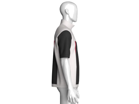 Men Quarter Zip Color-Block Jacket 3D Model