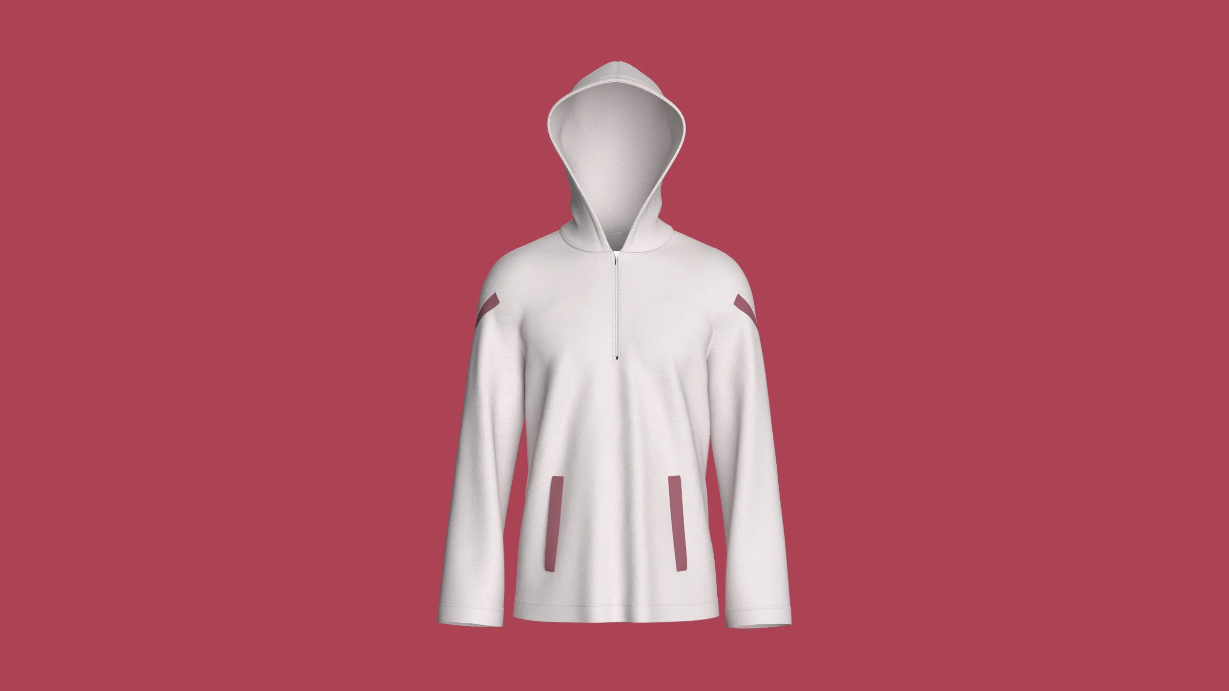 Men Quarter-Zip Hoodie With Pockets 3D Model .c4d .max .obj .3ds .fbx .stl .blend 