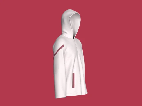 Men Quarter-Zip Hoodie With Pockets 3D Model