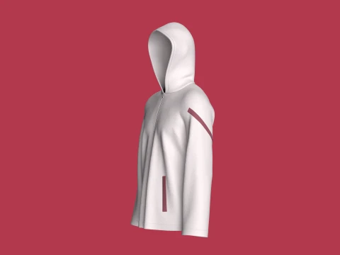 Men Quarter-Zip Hoodie With Pockets 3D Model