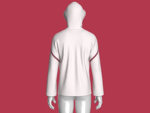 Men Quarter-Zip Hoodie With Pockets 3D Model