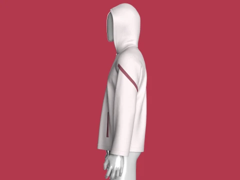 Men Quarter-Zip Hoodie With Pockets 3D Model