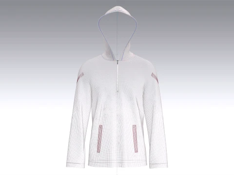 Men Quarter-Zip Hoodie With Pockets 3D Model
