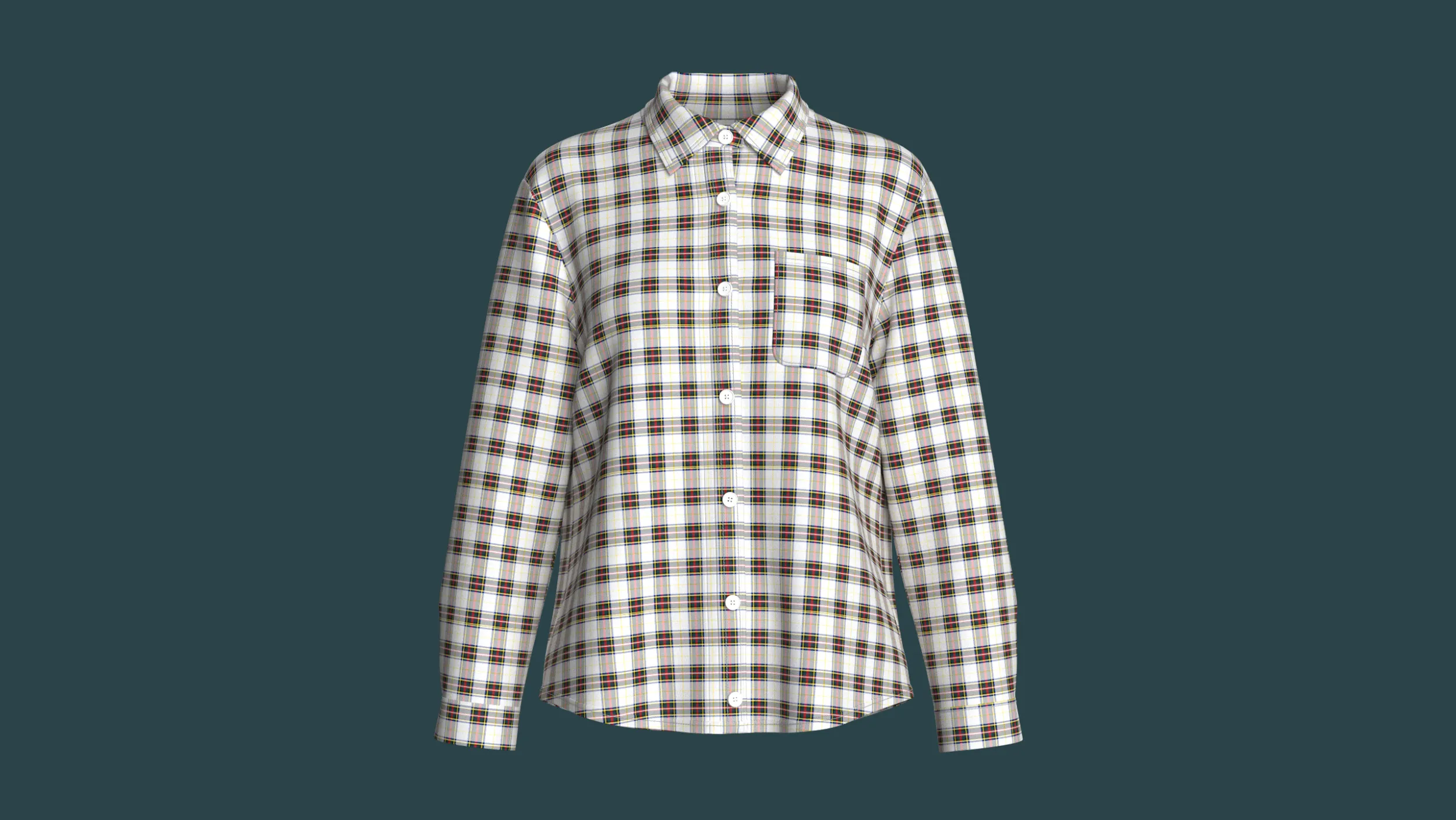 Girls Multi Color Plaid Check Button-Up Shirt 3D Model .c4d .max .obj .3ds .fbx .stl .blend
