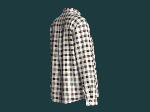 Girls Multi Color Plaid Check Button-Up Shirt 3D Model