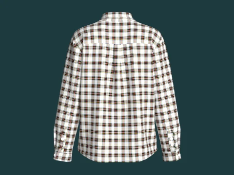 Girls Multi Color Plaid Check Button-Up Shirt 3D Model