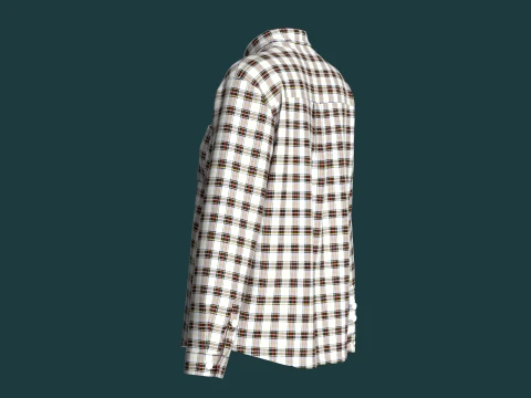 Girls Multi Color Plaid Check Button-Up Shirt 3D Model