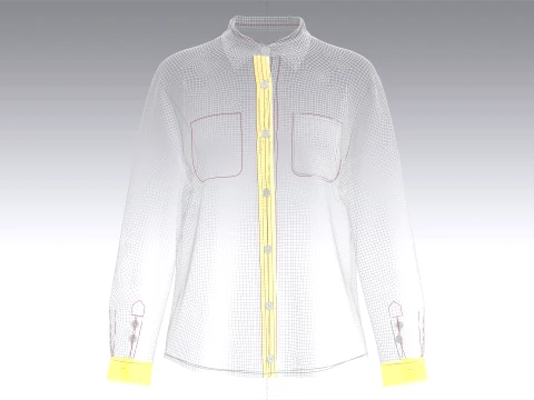 Girls Multi Color Plaid Check Button-Up Shirt 3D Model