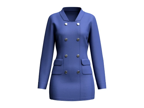 Kız Çocuk Kruvaze Blazer Elbise 3D Model