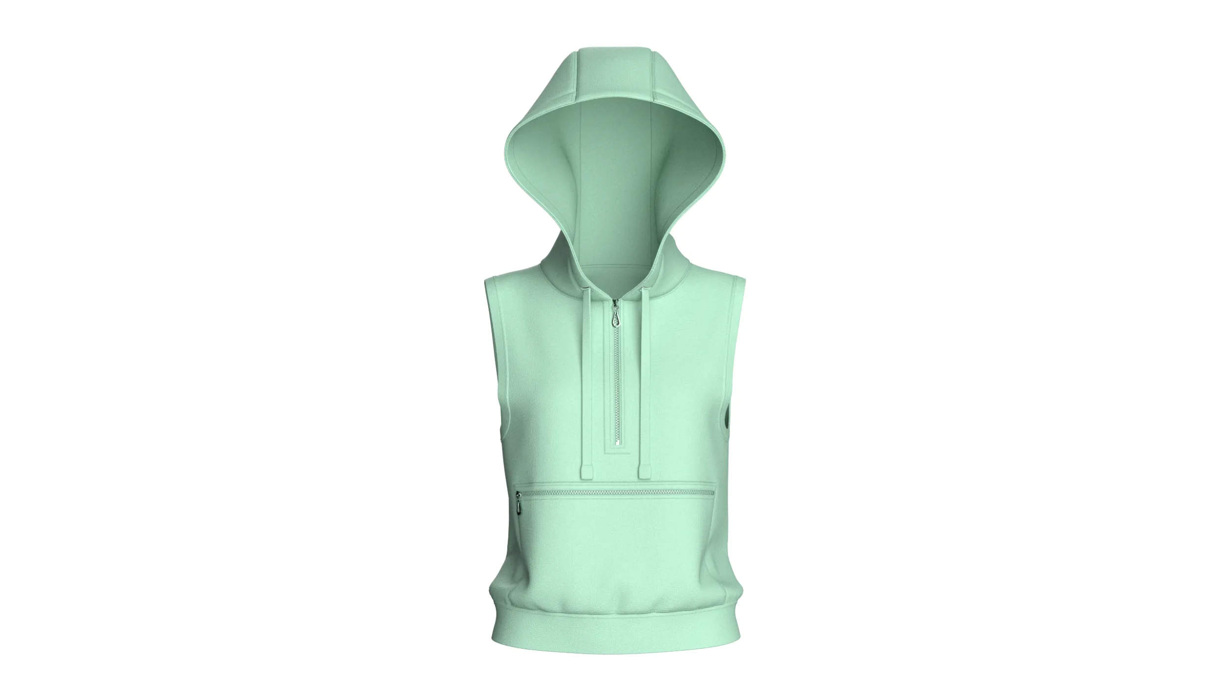 Girls Half-Zip Sleeveless Hoodie 3D Model .c4d .max .obj .3ds .fbx .stl .blend