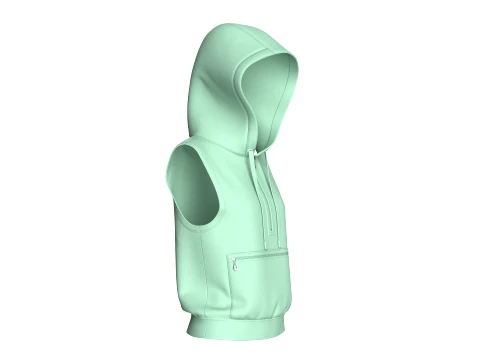 Girls Half-Zip Sleeveless Hoodie 3D Model