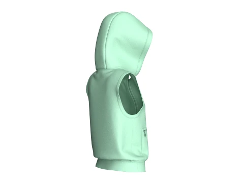 Girls Half-Zip Sleeveless Hoodie 3D Model