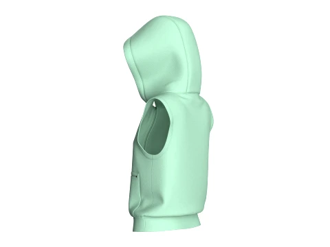 Girls Half-Zip Sleeveless Hoodie 3D Model