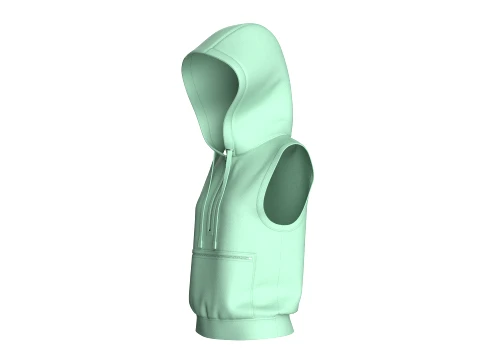 Girls Half-Zip Sleeveless Hoodie 3D Model