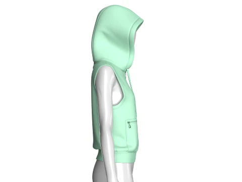 Girls Half-Zip Sleeveless Hoodie 3D Model