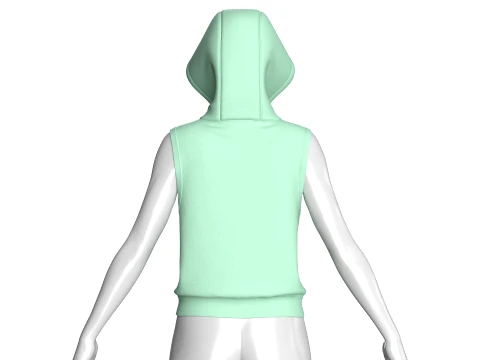 Girls Half-Zip Sleeveless Hoodie 3D Model