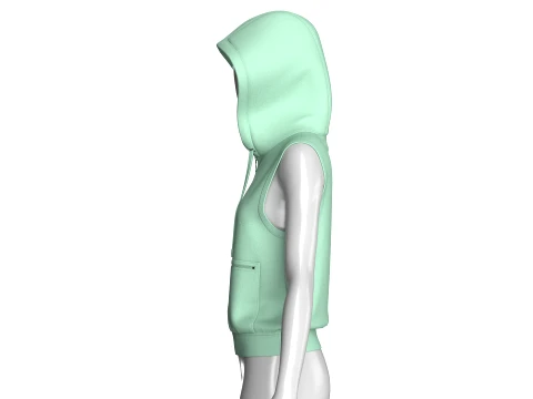 Girls Half-Zip Sleeveless Hoodie 3D Model
