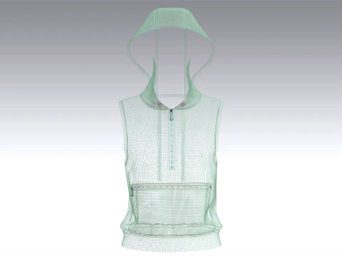 Girls Half-Zip Sleeveless Hoodie 3D Model