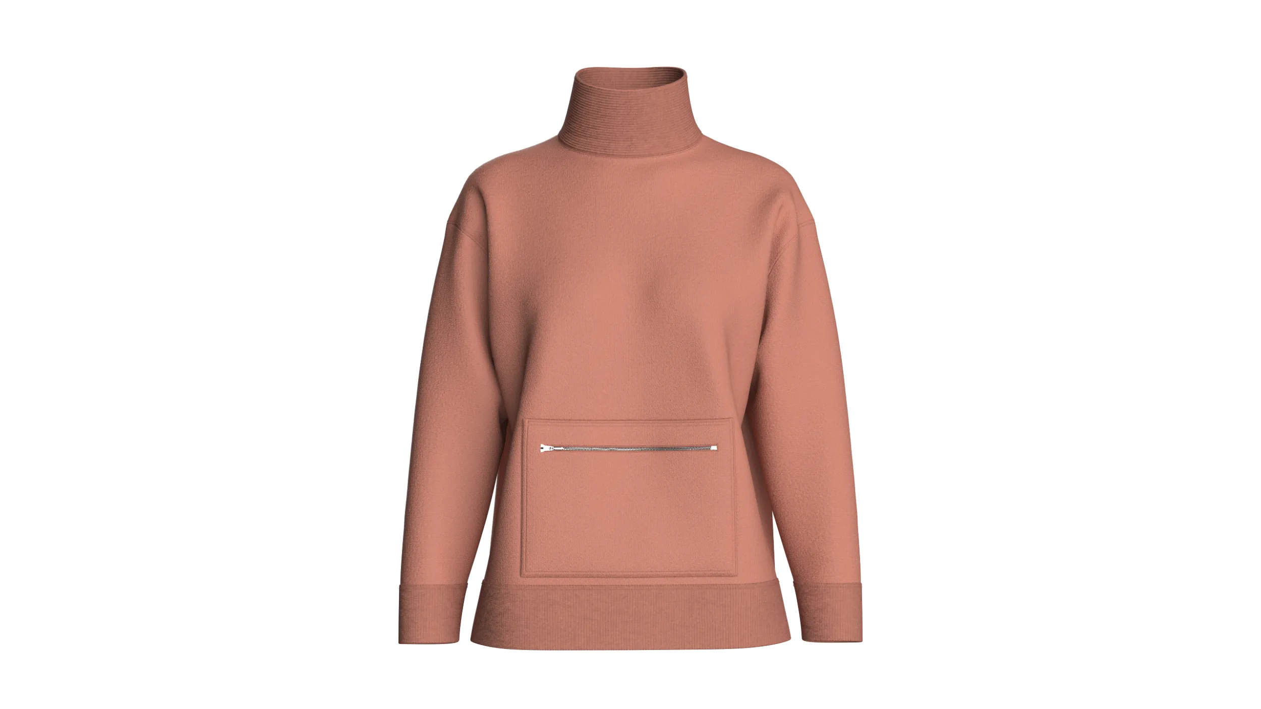Girls Mock Neck Sweatshirt With Zip Pocket 3D Model .c4d .max .obj .3ds .fbx .stl .blend 