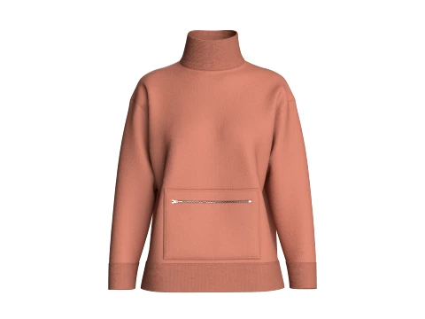 Sudadera de niñas con cuello simulado y bolsillo con cremallera Modelo 3D