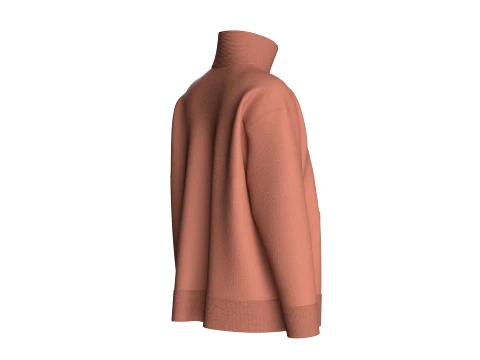 Girls Mock Neck Sweatshirt With Zip Pocket 3D Model