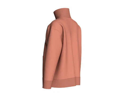 Girls Mock Neck Sweatshirt With Zip Pocket 3D Model