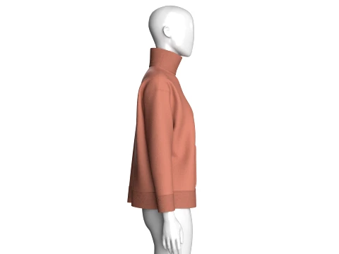 Girls Mock Neck Sweatshirt With Zip Pocket 3D Model